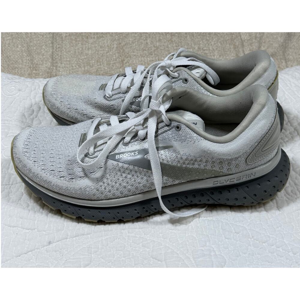 Brooks Women's 8W White Gray Glycerin 18 Lace Up Running Shoes Cushion Support - Picture 7 of 10